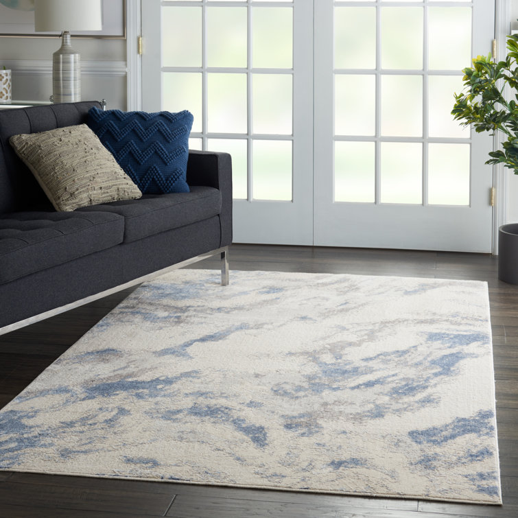Mercer41 Sienna Power Loom Blue/Ivory/Gray Rug & Reviews Wayfair